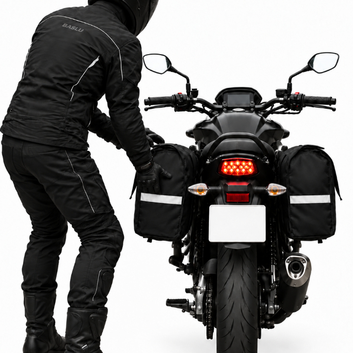 Alforge Moto 60L Universal Impermeável Par Bolsa Lateral Bag Baú Delivery Viagem Motoboy Baslu