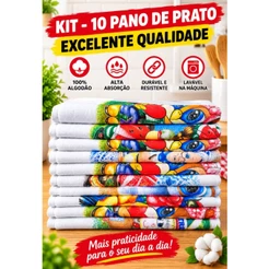 10 Pano De Prato Galo Branco Estampado de Excelente Qualidade