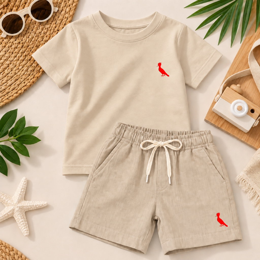 Conjunto Infantil Menino Camiseta+Short linho Mauricinho Verão Modinha Camisa Manga Curta Juvenil Social — imagem 2 de 2