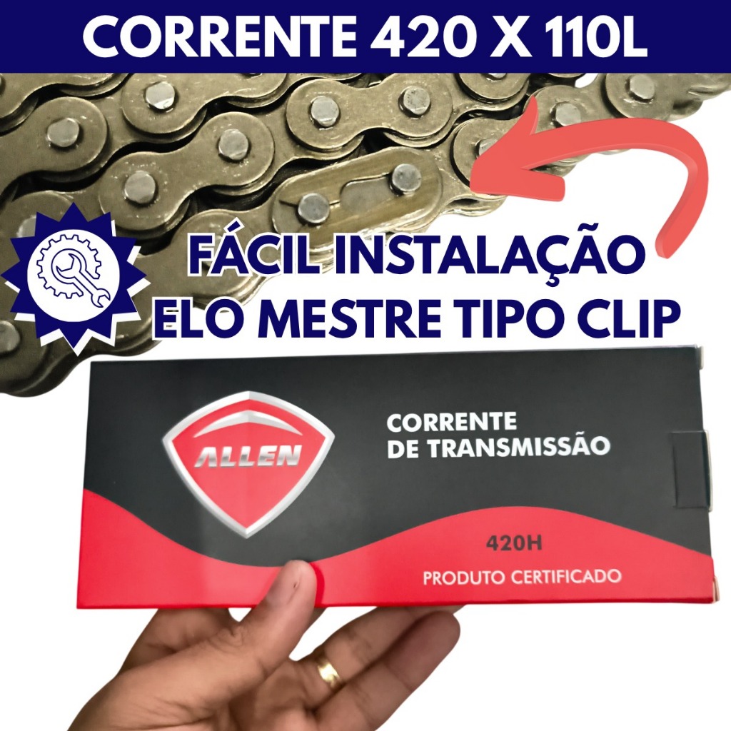 Corrente Bike Bikelete Motorizada 420 Reforçado 50cc 80cc — imagem 2 de 2