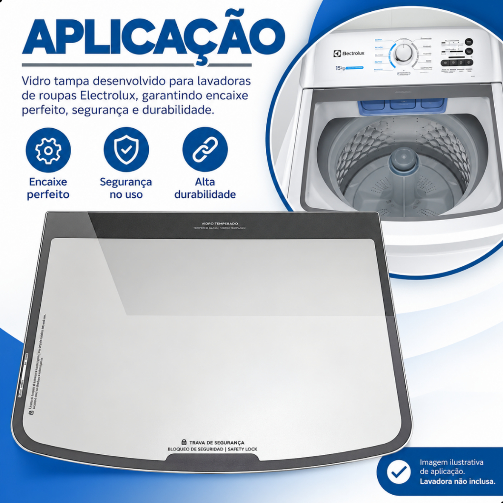 Vidro Da Tampa Móvel Máquina Electrolux Led15 Led17 Original — imagem 2 de 2