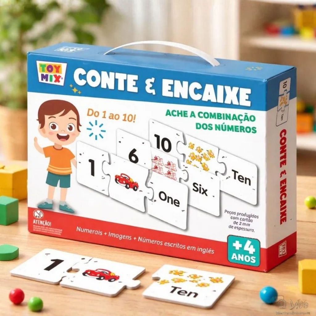 Quebre Cabeça De Número e Quantidade Educativo Matemática Encaixe Combinação Coordenação