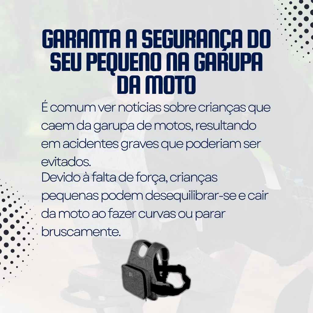 Colete Cinto de Segurança Infantil Para Andar Moto Criança Arnês de Bolsa de Armazenamento Portátil — imagem 2 de 2