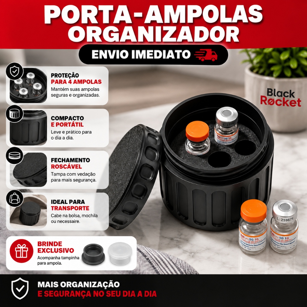 Porta Frascos Ampolas 3ml Reforçado Organizador Rémedios Tirze Premium Compacto Transporte Seguro