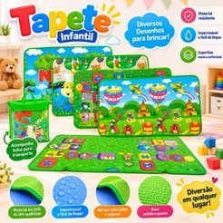Tapete de Atividades Dupla Face Educativo Infantil Figuras Coloridas Brinquedo Tapete Térmico Dutoys