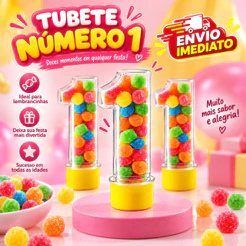 20 Tubetes Número Um Lembrancinha Aniversário Infantil Personalizável