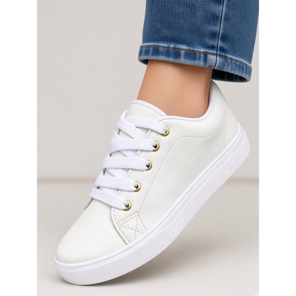 Tênis  Feminino Básico Passeio Tênis Casual Base Reta Tênis Leve Versátil Palmilha Macia