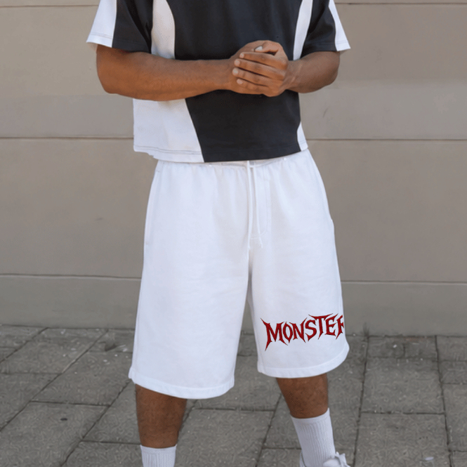 Short Moletom Baggy Masculino Estampado Streetwear Oversized Cós Com Elástico Cordão Ajustavel Bolsos Reforçados