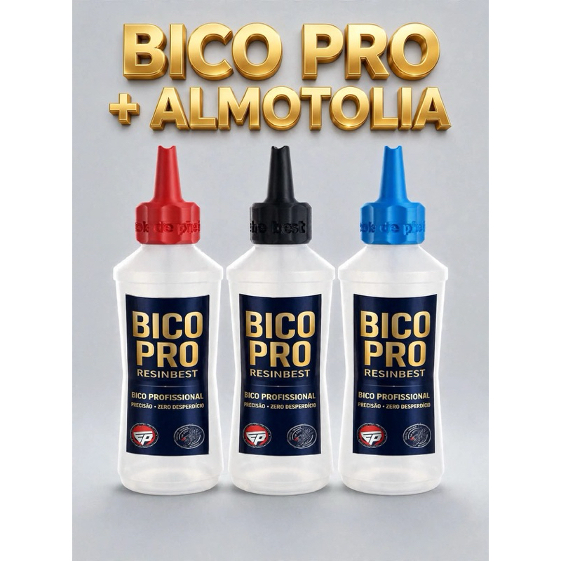 Bico Pro Resinbest - Original Aplicador de Cola para Pipa Precisão Profissional (3 unidades) Azul/Vermelho e Preto