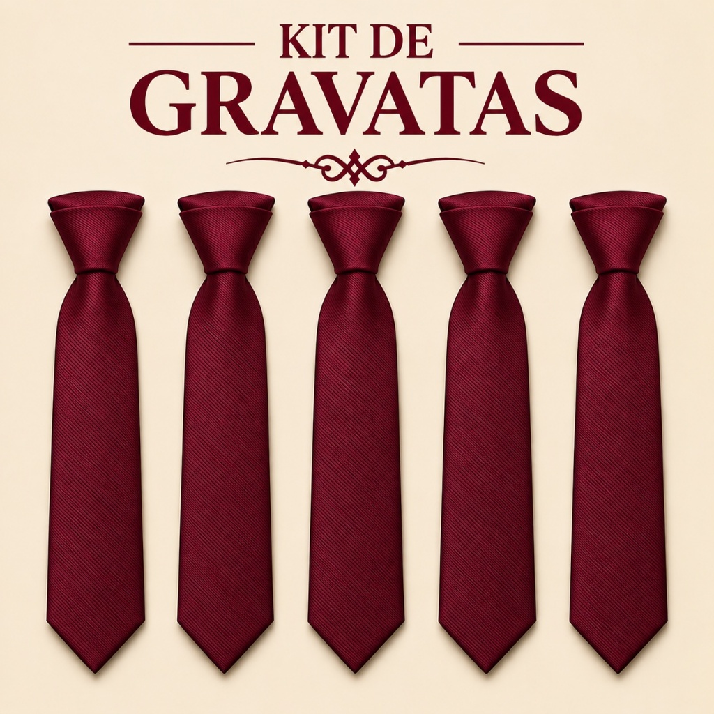 Kit Gravatas Marsala/Bordô Slim 100% Poliester, padrinhos, casamentos e formaturas