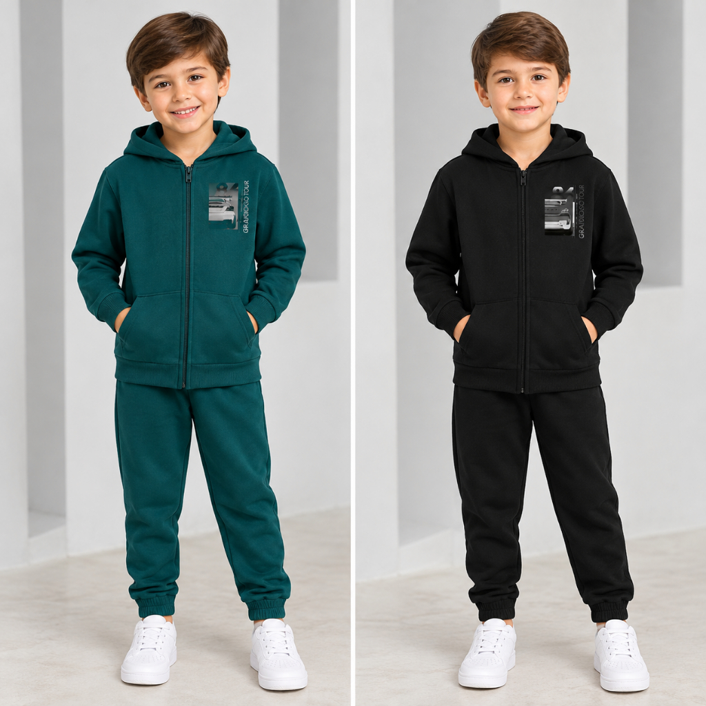 Conjunto Moletom Infantil Masculino Rovi Kids Capuz E Zíper peluciado casual confortável e quentinho