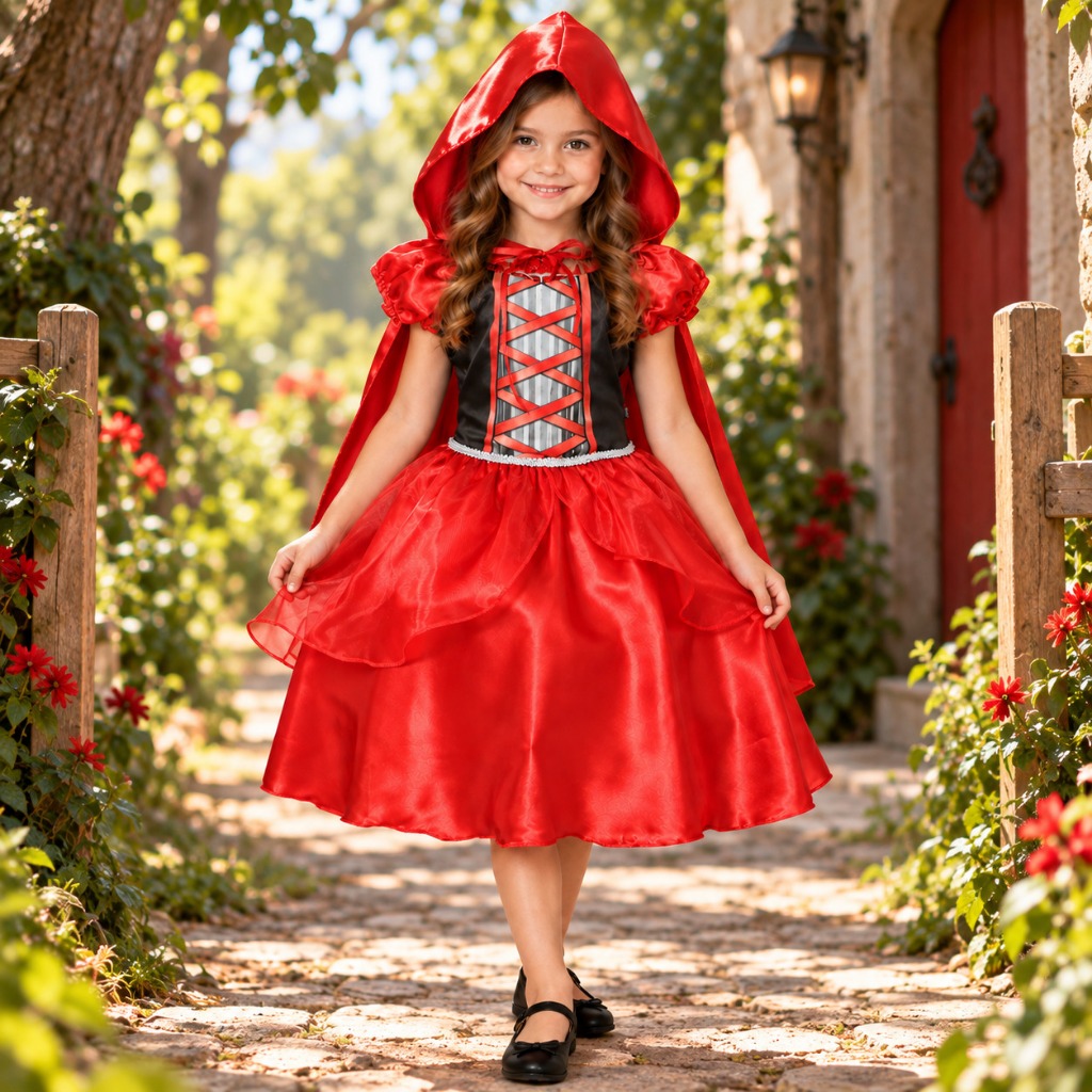 Fantasia Chapéuzinho Vermelho Roupa Menina Infantil Lobo Mau Festa Aniversário Halloween Carnaval