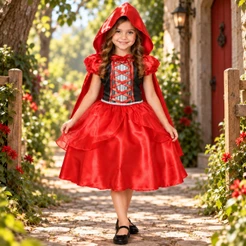 Fantasia Chapéuzinho Vermelho Roupa Menina Infantil Lobo Mau Festa Aniversário Halloween Carnaval