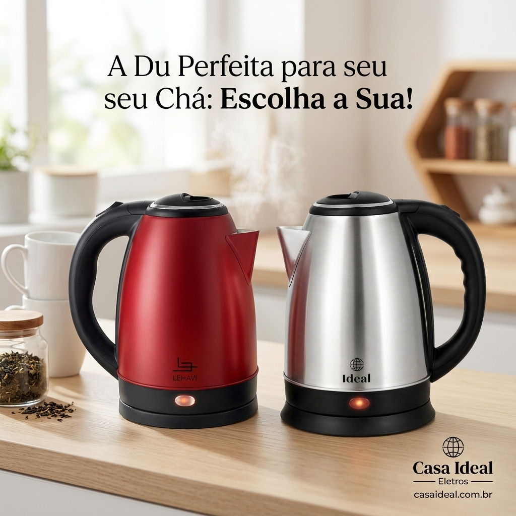 Chaleira Elétrica Inox 1,8 Litros Rápida Potente 220V ou 127V Aquecimento Seguro