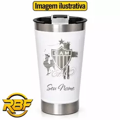 Copo Tèrmico Personalizado 473ml Gravado a Laser Galo + Nome C/Tampa e Abridor Varios Modelos Atleticanos
