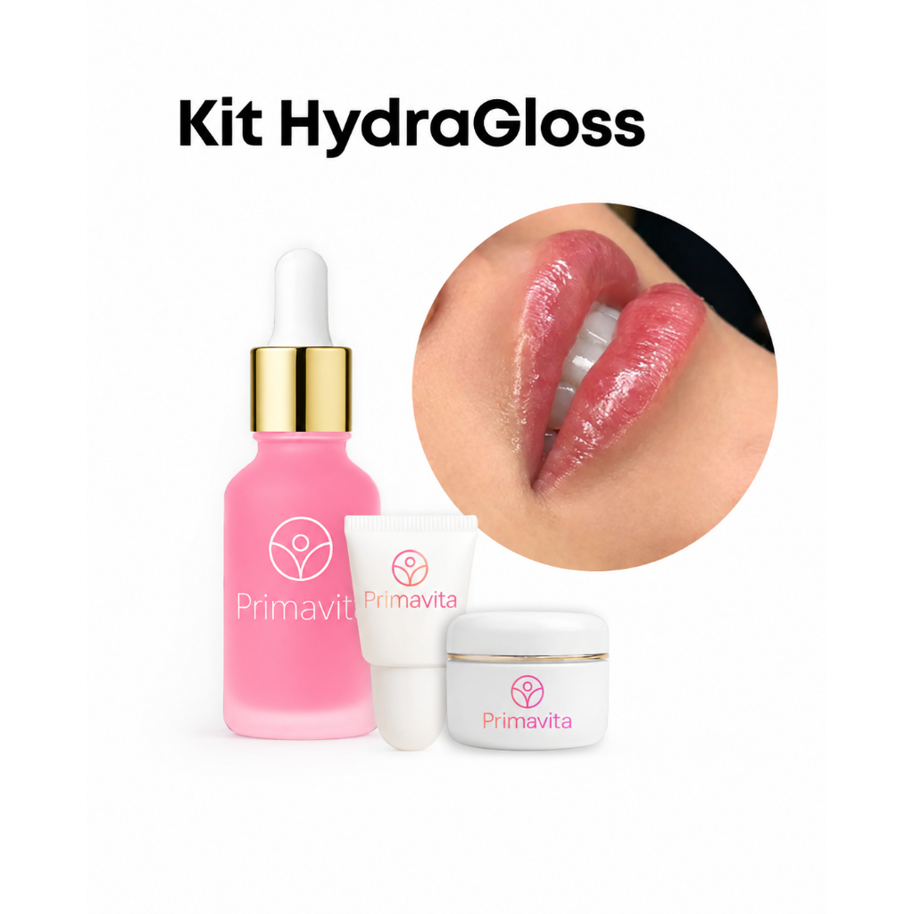 Kit Microagulhamento Labial Hydragloss - Sérum, Esfoliante e Gloss