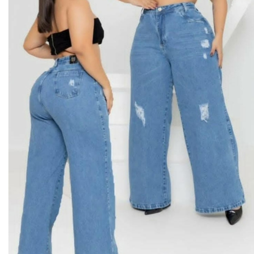 Calça Wid Leg Plus Size 46 ao 56 Pantalona Cintura Alta