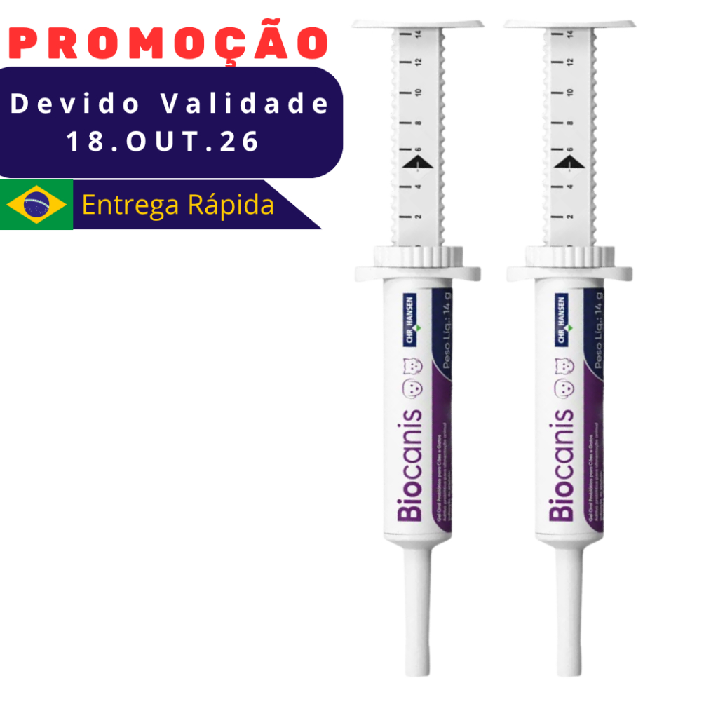 Kit 2 un. Biocanis Probiótico Para Cachorros E Gatos 14 g VENC 18.OUT.26