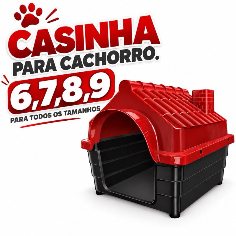 Casinha Casa Para Cachorro Plastica N6 N7 N8 N9 Porte Grande Médio Pequeno Proteção Frio Calor
