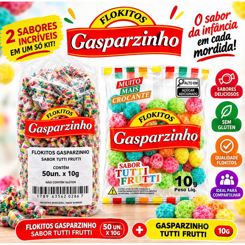 Pipoca Colorida Flokimel Gasparzinho Fardo C/50x10 Gr.