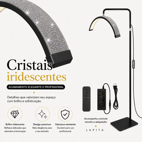 Luminaria Meia Lua Estetica Mesa 3 Tons Ajustavel Salao Beleza Limpeza De Pele|Bivolt 110/220V|Altura138-180cm