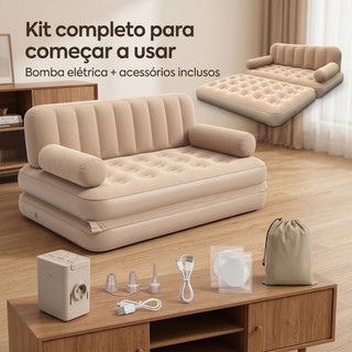 Sofá-Cama Inflável Automático: Conforto Fosco PVC para Camping e Festas! Montagem em Segundos