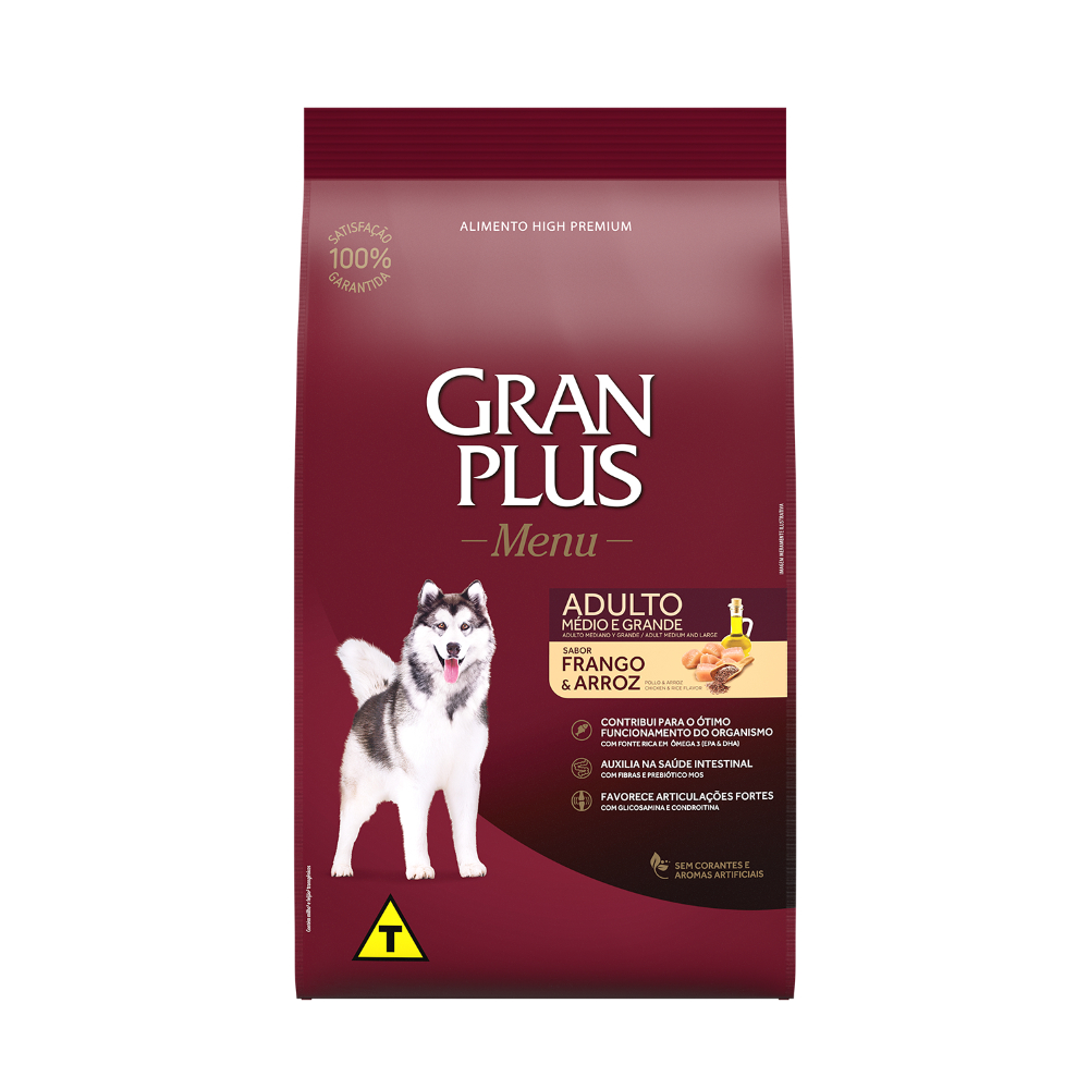 Ração Gran Plus Menu Cães Adultos Frango e Arroz 15kg