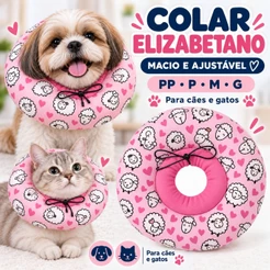 Colar Elizabetano Ajustável Macio Gatos E Cães Pequenos