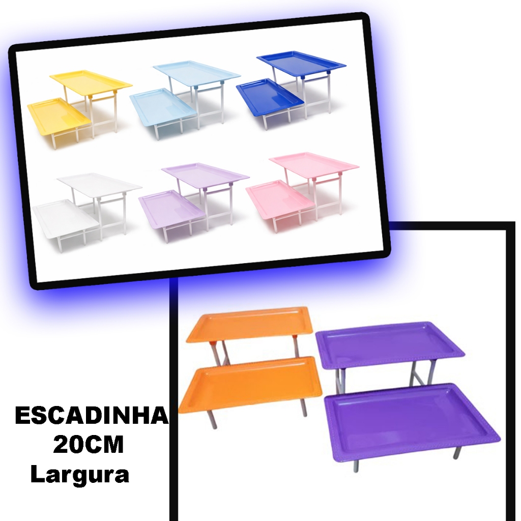 1 Bandeja Escada Porta Doces e Guloseimas 20cm Decoração Plástico - Pequena