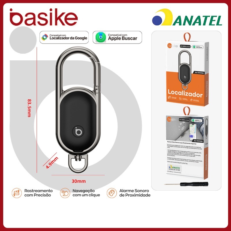 Basike Antiperda aritag Localizador de itens pessoais Compatível com iOS e Android Posicionamento global preciso, dw348a