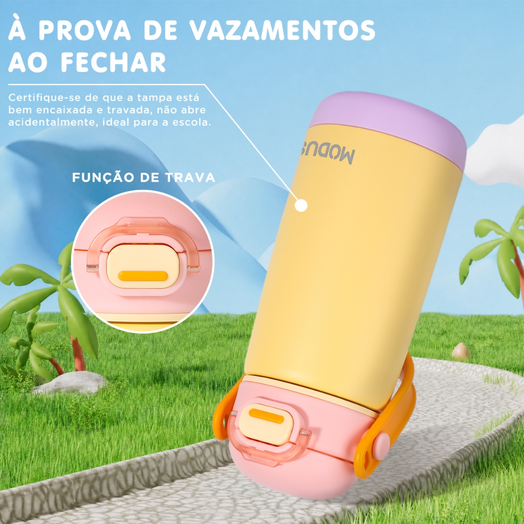 Garrafa Modus Térmica Infantil 350ml Com Canudo Aço Inox Menina — imagem 2 de 2