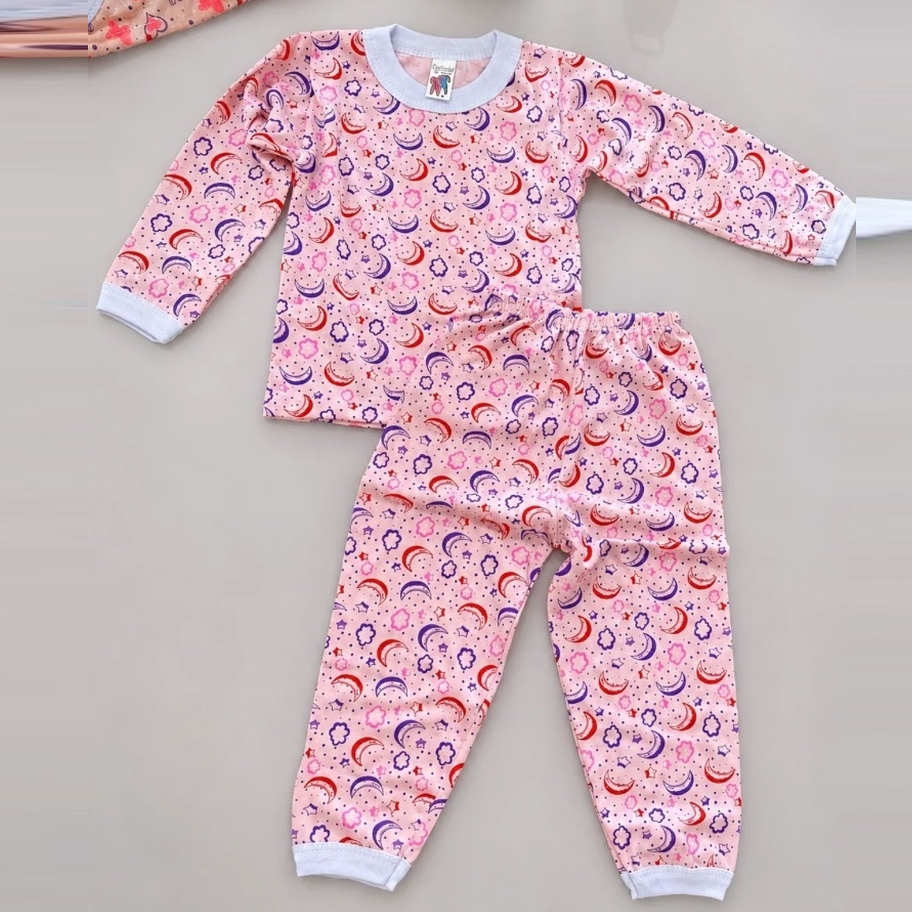 Pijama Infantil Menina Algodão Manga Longa com Calça Conjunto Estampado 3M a 7 Anos