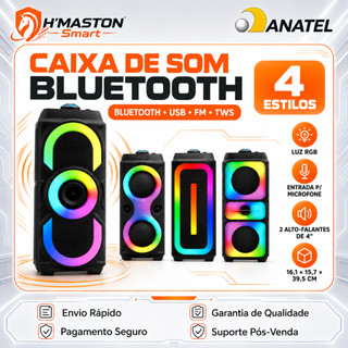 H'MASTON QS Caixa De Som Bluetooth Portátil Som Caixa Bluetooth Caixa De Som Com Radio Fm Caixa De Som Tws