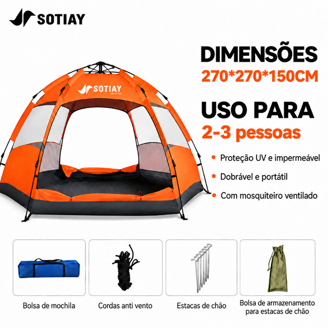 Sotiay Barraca Camping 5-8 Lugares Impermeável 3000mm Grande Ventilada 270x270x150cm