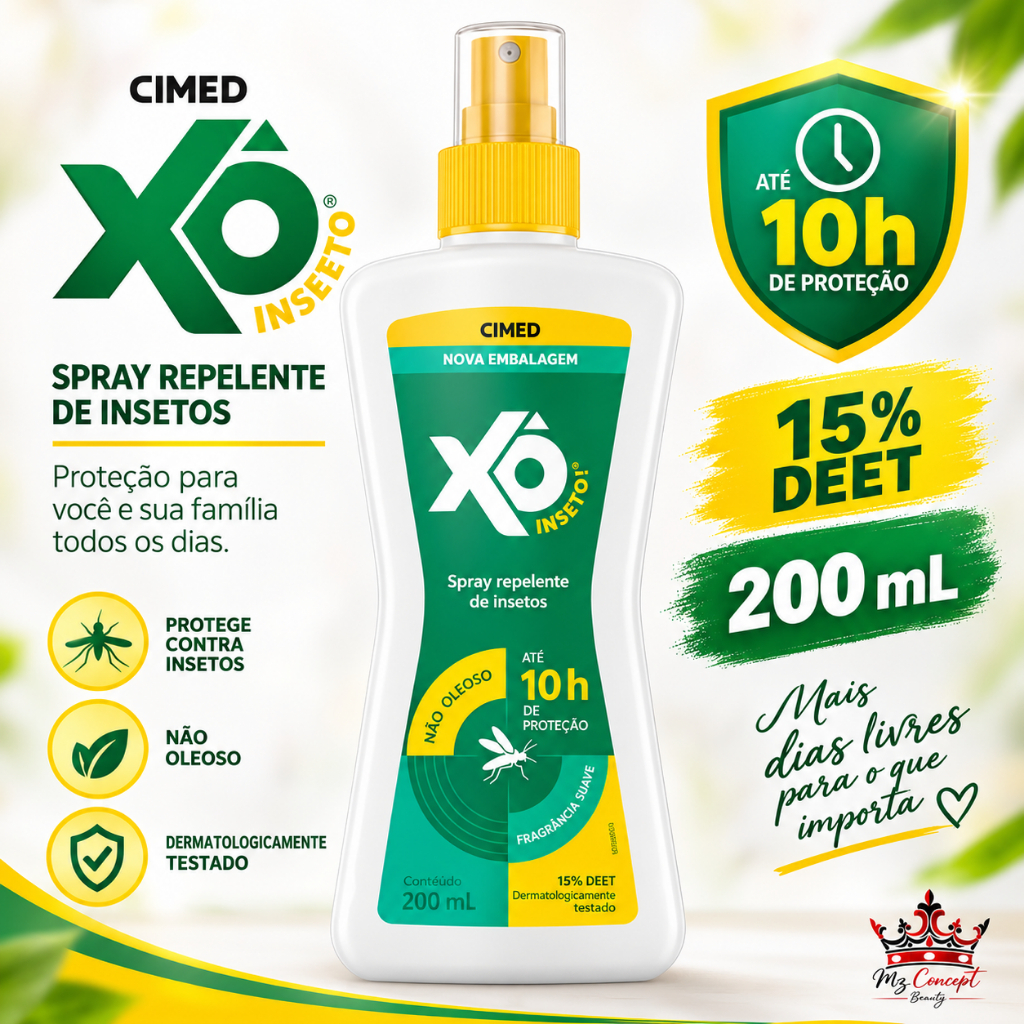 Repelente Xô Inseto Cimed Spray 200ml DEET 15% Proteção até 10h Original Mosquito Pernilongo Dengue Aedes Aegypti