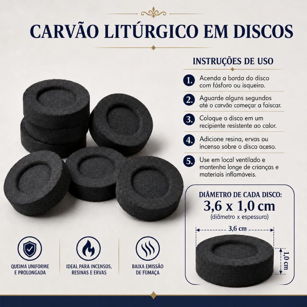 Carvão Litúrgico em Discos 05 Pacotes — imagem 2 de 2