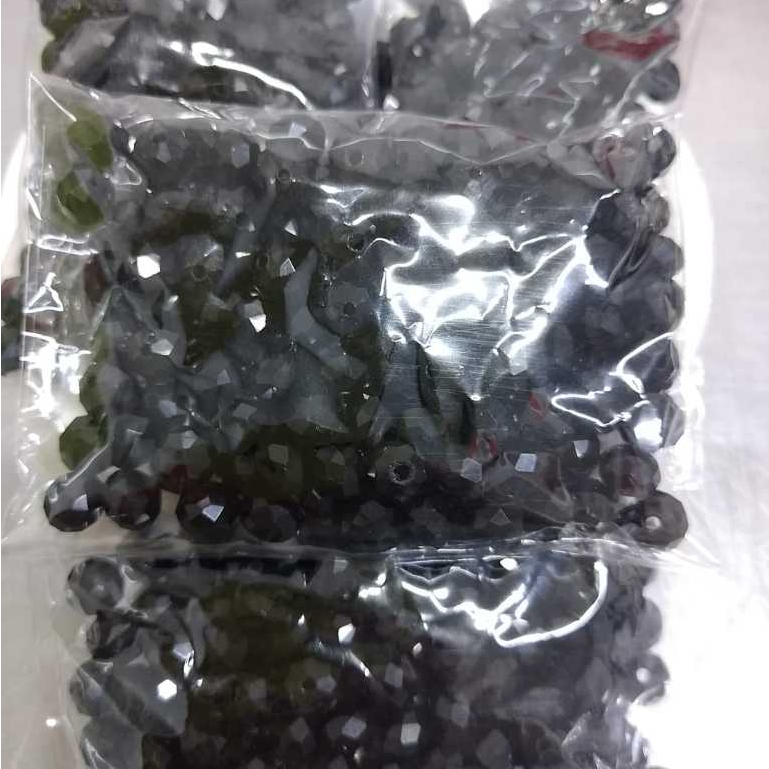 Fio de Cristal Preto  8mm "ACHATADAS"