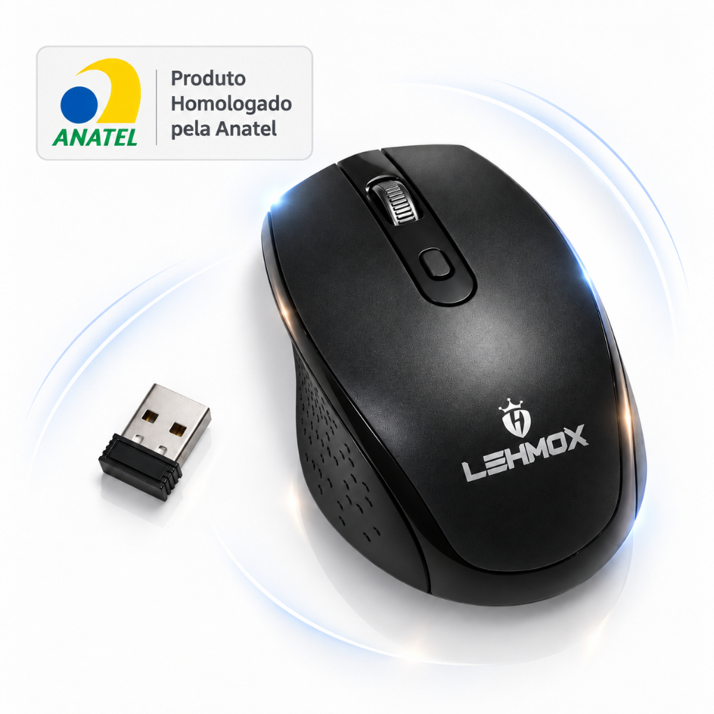 Mouse Sem Fio Bluetooth 5.4 USB Recarregável Silencioso Lehmox LEY-172 1600 DPI para PC Notebook