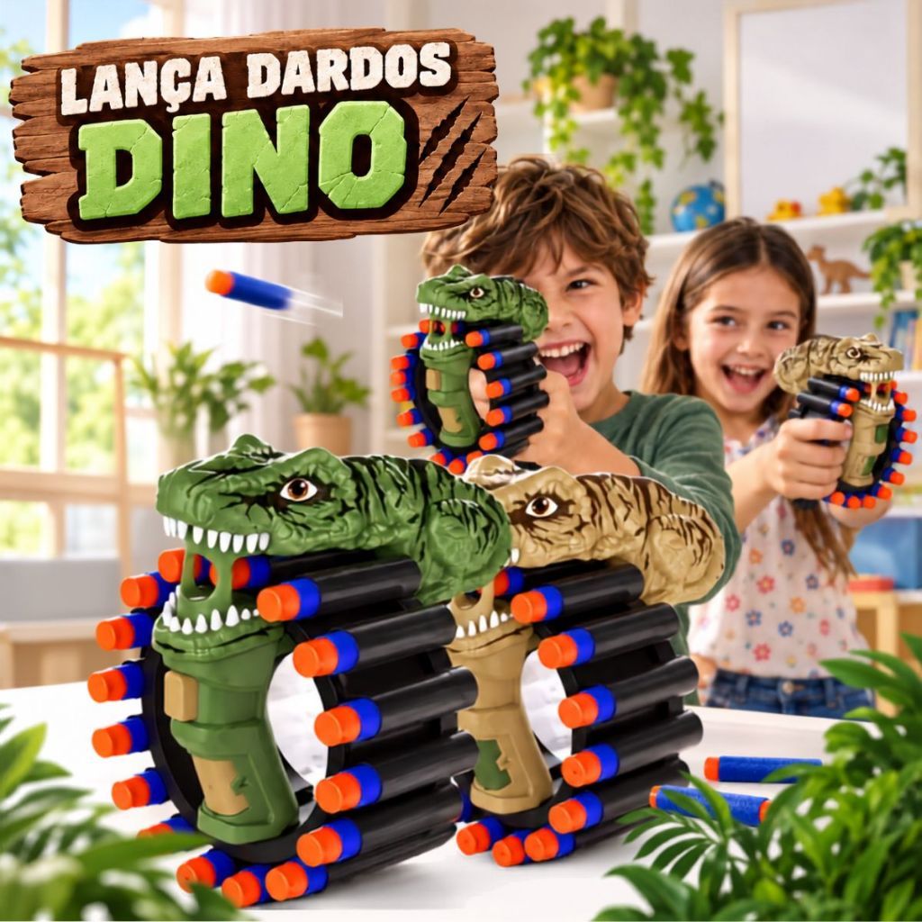 Lança Dardos Dinossauro Arminha Pistola Automática Brinquedo Espuma