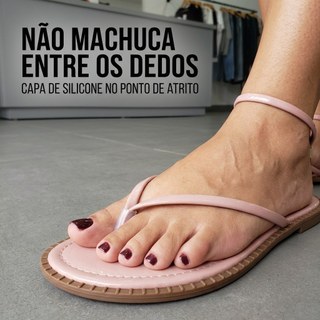 Sandália Rasteira de Dedo Feminina Verniz Sem Salto Fivela Regulável Confortável Trabalho