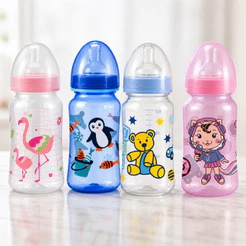 Mamadeira 270ml Bico Silicone Macio Bebê Azul Rosa