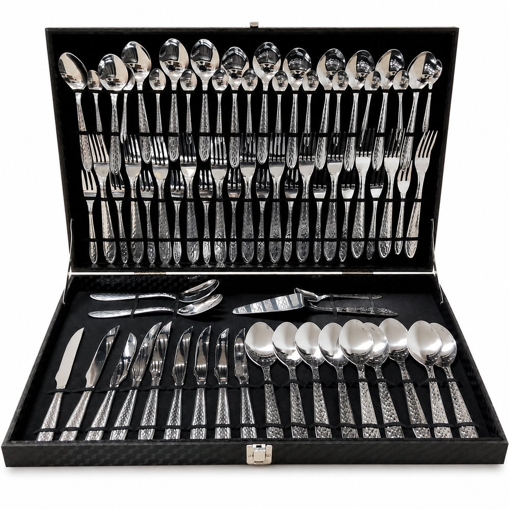 Maleta Conjunto de Talheres Garfo Faca Colher 70 peças em inox