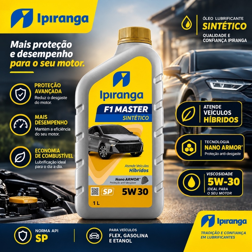 Óleo de Motor Ipiranga Sintético 5W30 C2 C3 Lubrificante Automotivo 1 Litro