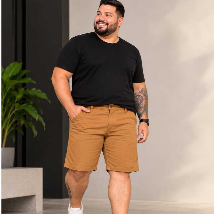 Bermuda Jeans Sarja Com Lycra Masculina Plus Size Tamanho Grande Algodão Elastano Tamanhos Especiais