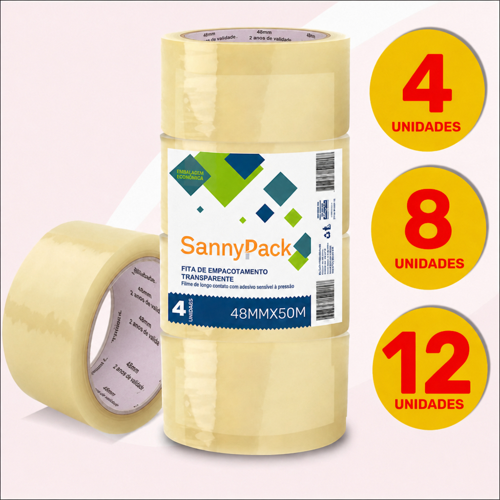 Kit 6 Fita Adesiva BOPP 48mm Transparente 100 metros