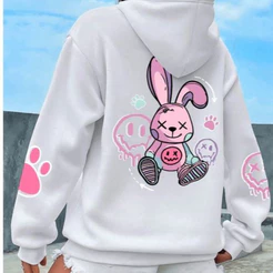 Moletom Blusa de Frio Premium Canguru Capuz Coelho Cute Grils Patinhas Unissex Aesthetic