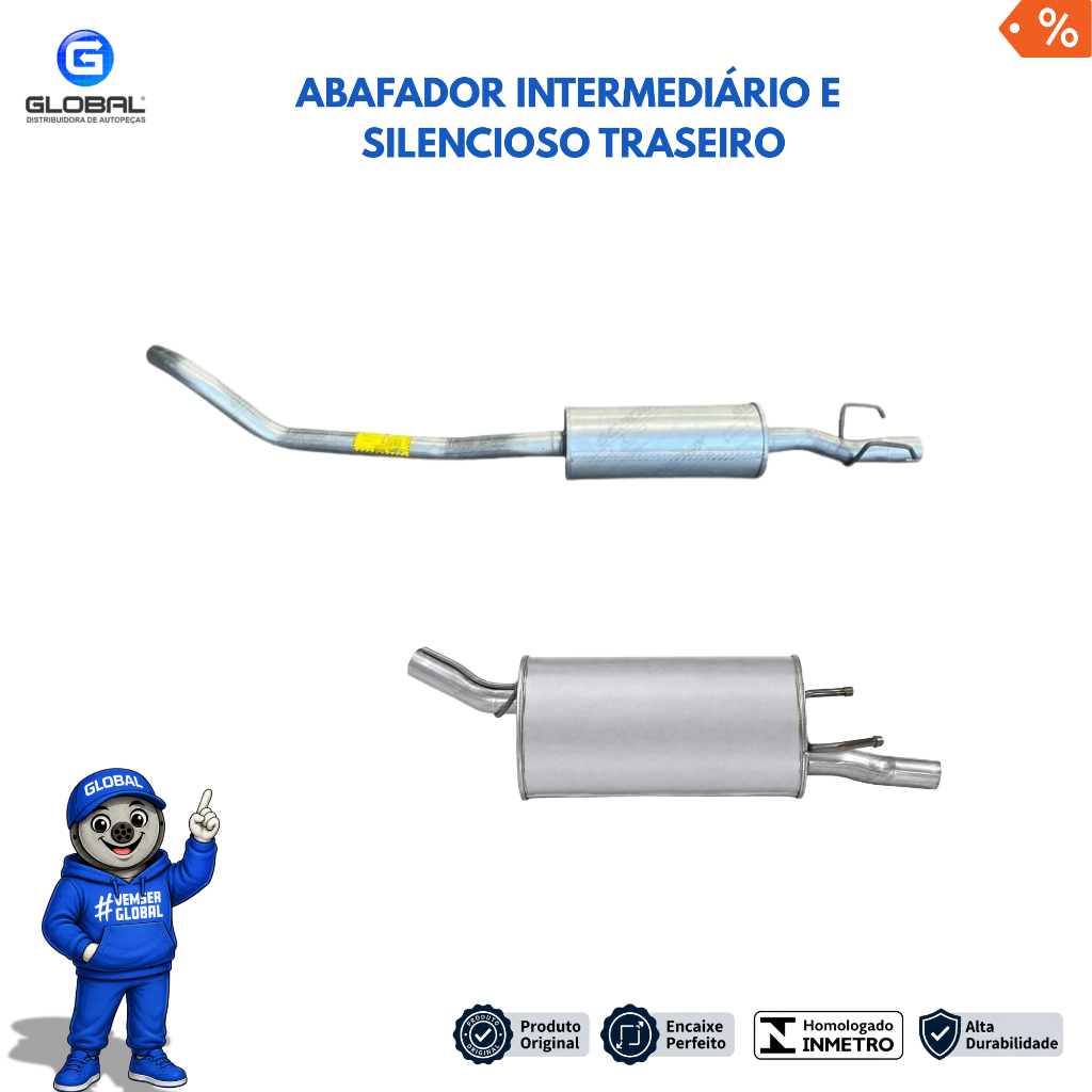 Silencioso Traseiro e Abafador  Intermediario do Corsa Hatch 1.0 1.4 1.6 - MODELO ORIGINAL