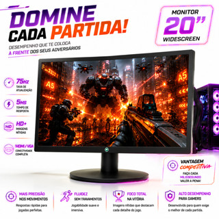 Monitor Led 20 polegadas Brasilpc | EnterPrise| Tronos 20wr Hdmi/vga/vesa Preto Bpc-20WR 75hz 1600X900 - 16 mil cores
