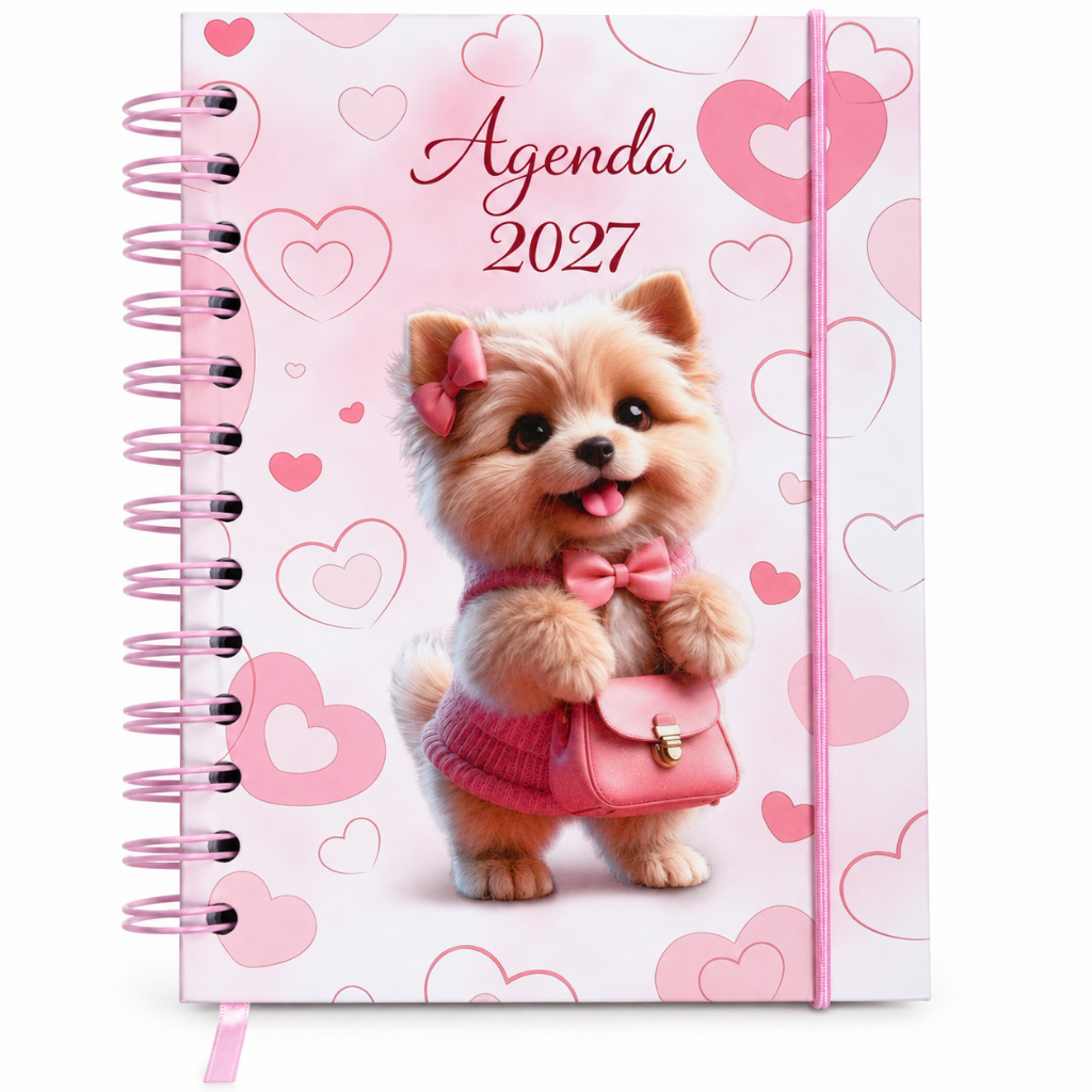 Agenda Diária 2027 Capa Dura Espiral 168 Folhas Cachorrinho