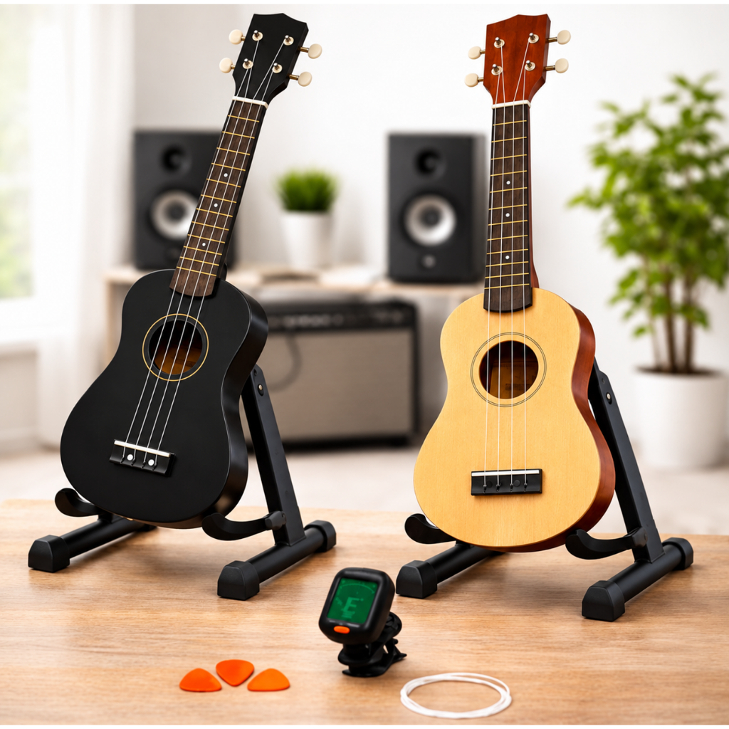 Ukulele Acústico Soprano Com Capa + Afinador E 3 Palhetas Makanu